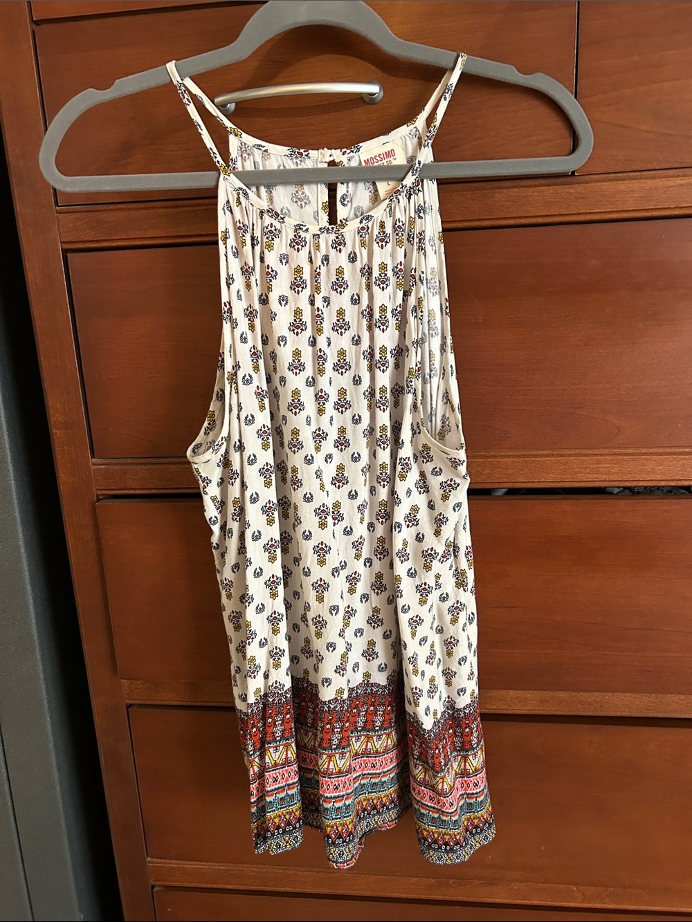 Mossimo Supply Co. Cream Printed Boho Tank with Multicolor Border